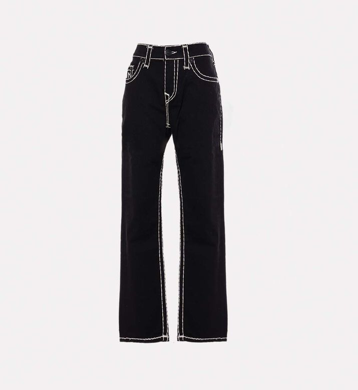 Contrast Stitching Straight-leg Jeans