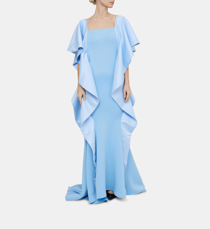 فستان كشكش غير متناسق على الجانبين