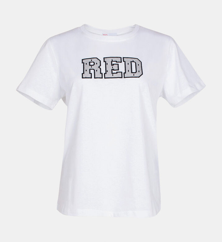 Red Cotton Crewneck T-shirt