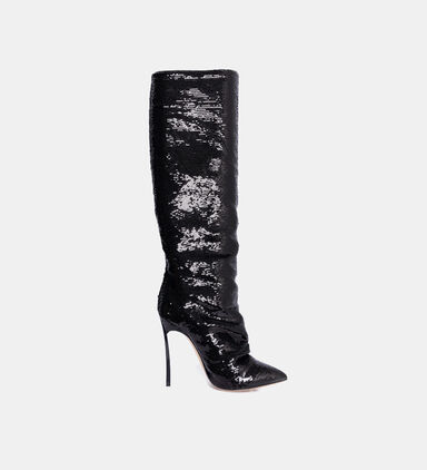 Sequin-embellished Knee-high Boots