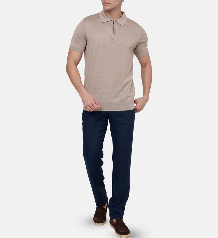 Quarter-zip Placket Polo Shirt