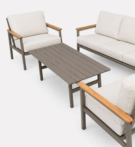 Home Deco and More Teak Arm Aluminum Outdoor Seating Set, Packshot View