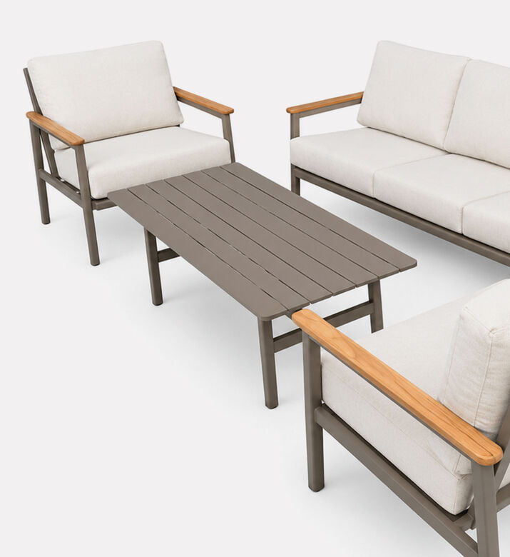 Home Deco and More Teak Arm Aluminum Outdoor Seating Set, Packshot View
