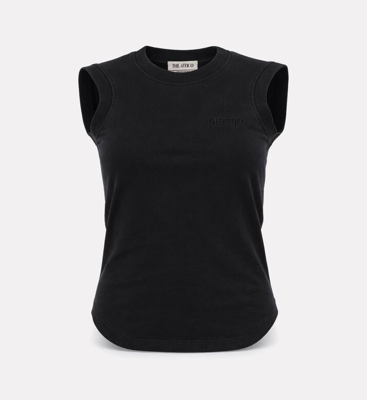 The Attico Logo-embroidery Sleeveless Top, Black, 44, Packshot View