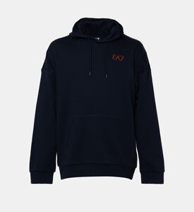 سويت شيرت قطن بغطاء رأس بشعار على الصدر