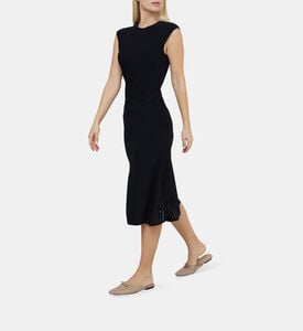 Sheer Fluted Stripe Flare Midi Dress Sheer Fluted Stripe Flare Midi Dress