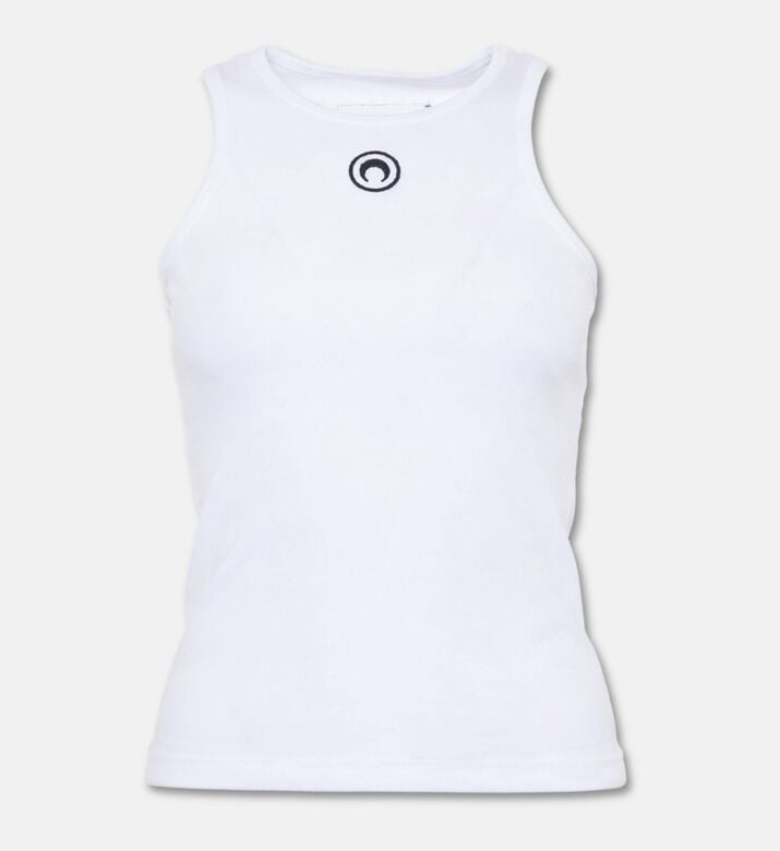 Marine Serre Moon Logo Ribbed Tank Top, White, S, Packshot View