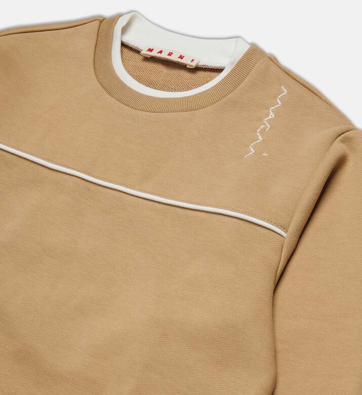 Lined-details Crewneck Sweatshirt