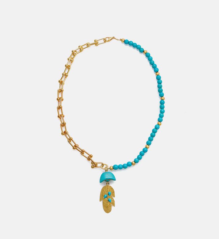 Leaves Half Turquoise - Half Tiffany Necklace
