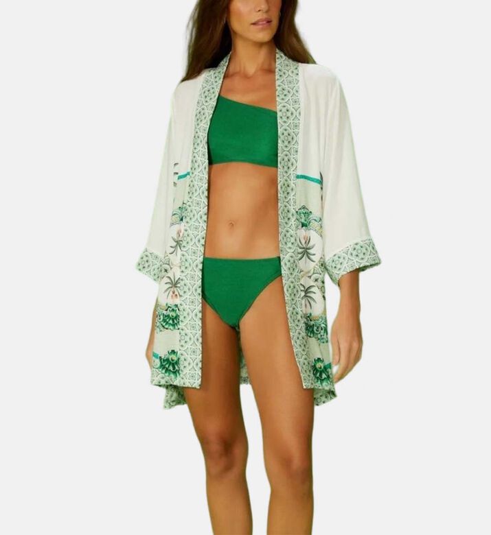 Tropical-print Short-sleeve Cover Up
