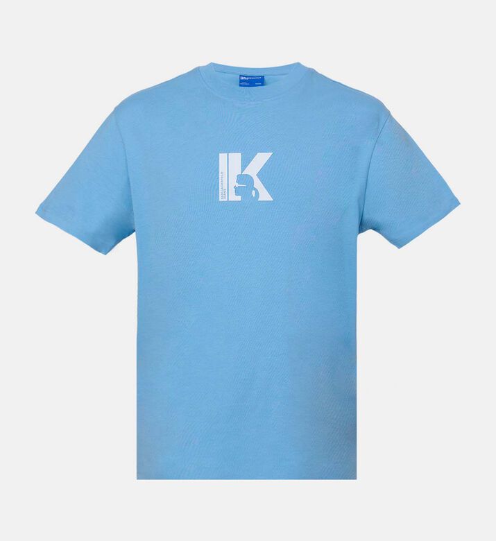 تيشيرت بياقة دائرية وطبعة شعار