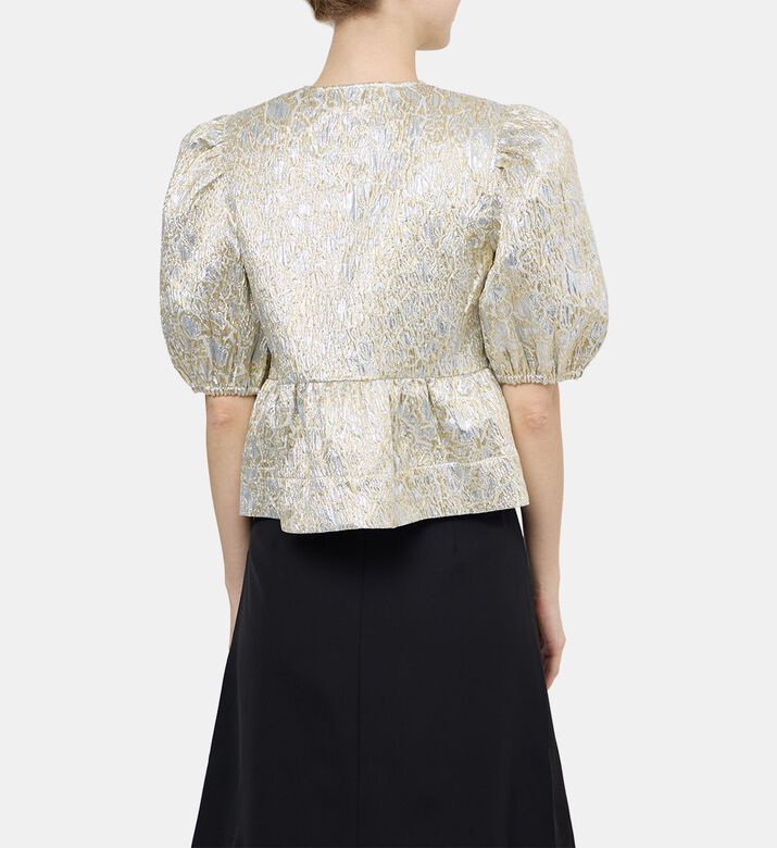Metallic Cloque Peplum Blouse