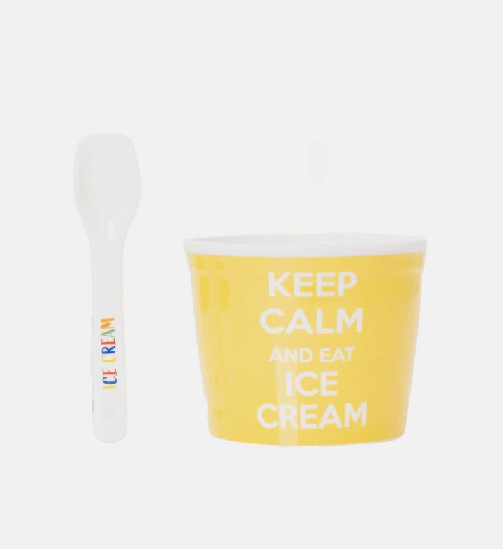 Easy Life Porcelain Graphic Design Ice Cream Bowl, Yellow, Packshot View