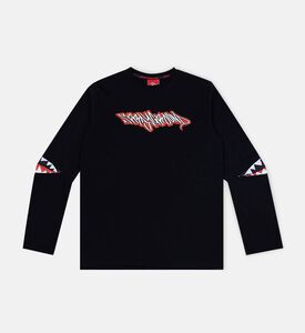 تيشيرت بأكمام طويلة بطبعة قرش مخفي