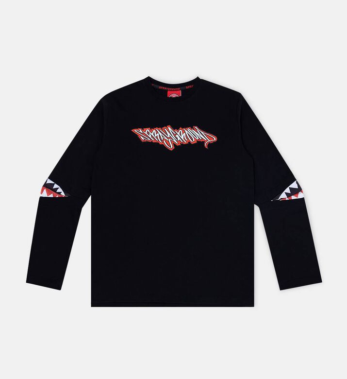 Hidden Shark Print Long Sleeve T-shirt