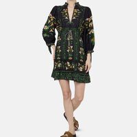 Black Flowers Arch Mini Dress