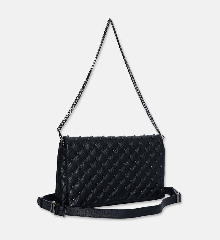 The Kooples Heritage Medium Leather Pouch, Black, Packshot View