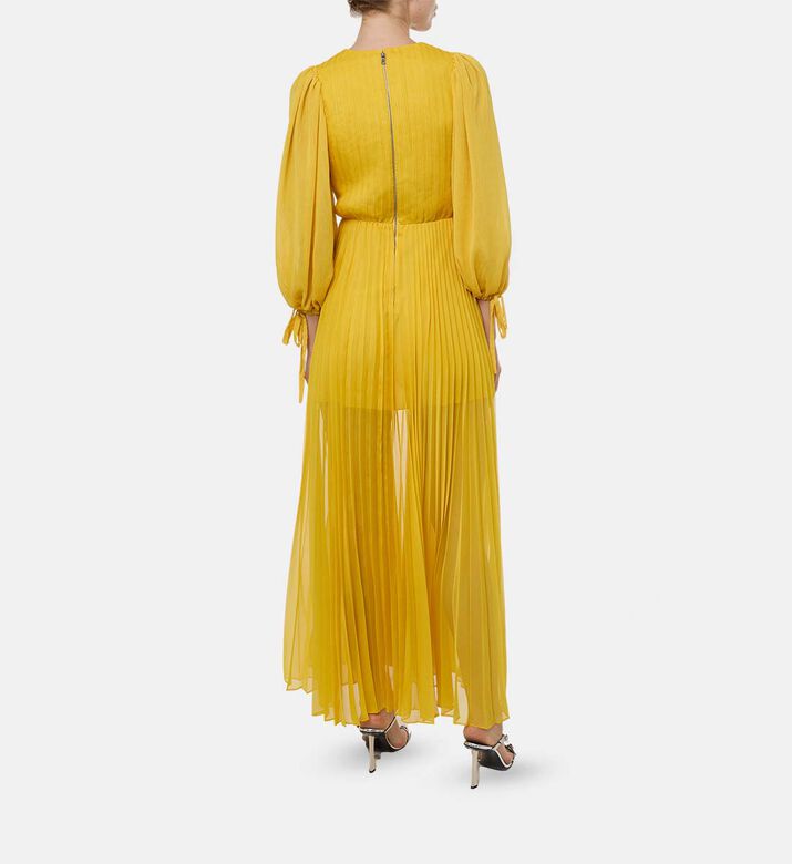 Alice and Olivia Pleats-detail Long-sleeve Flared Dress, Model View Alice and Olivia Pleats-detail Long-sleeve Flared Dress, Model View
