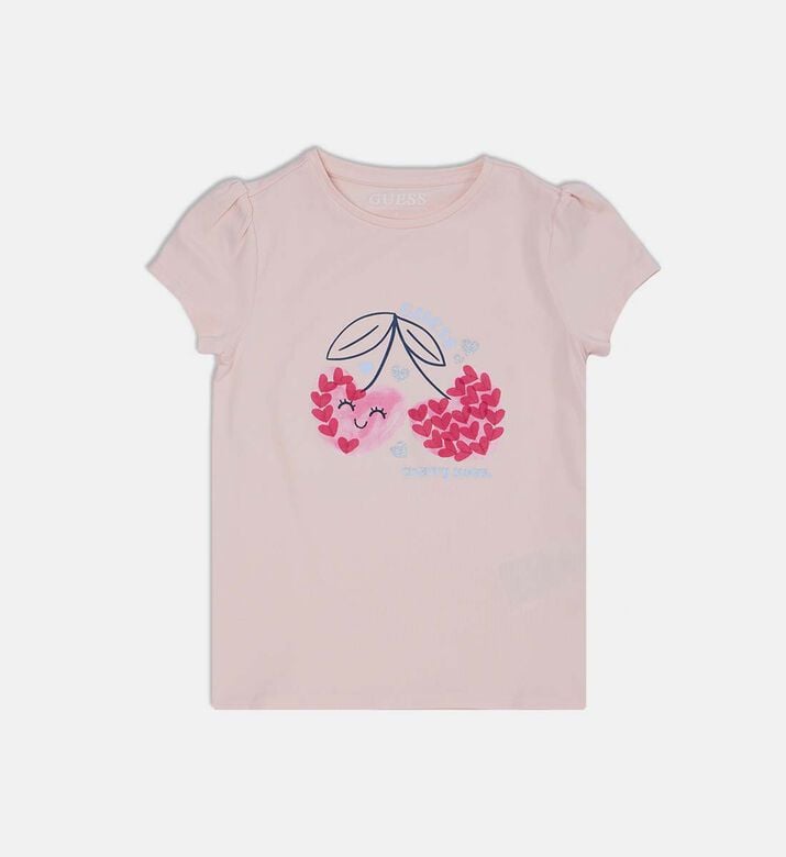 Cherry-print Puffy Sleeve T-shirt