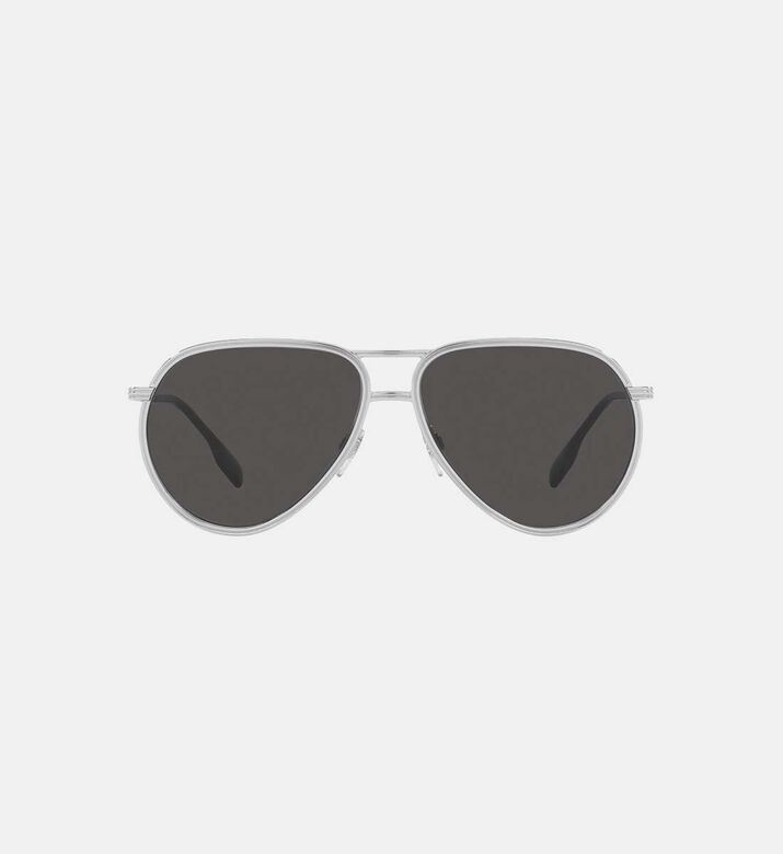 Aviator Sunglasses In Silver With Dark Grey Lenses 59mm
