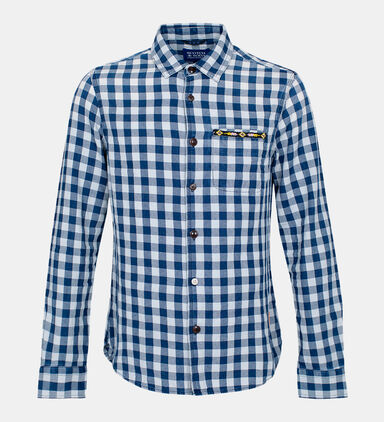 Checked Beaded-pocket Shirt