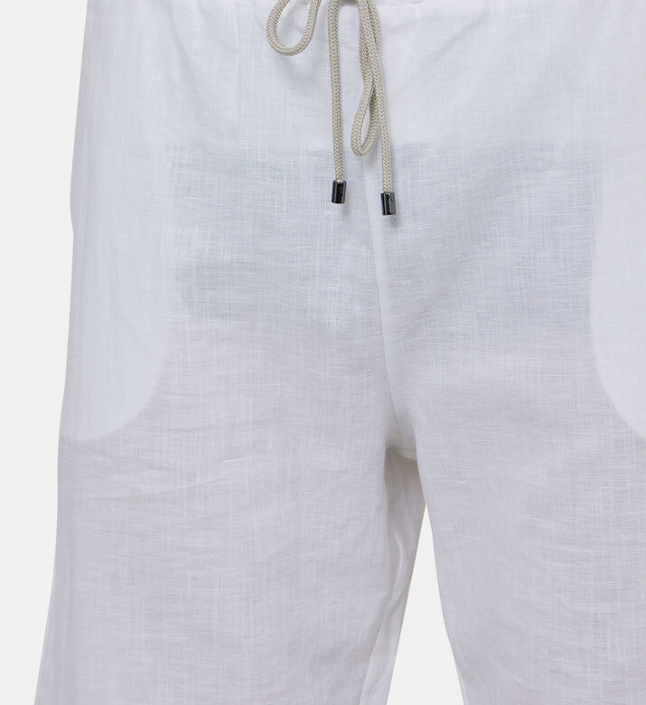 Linen Blend Elastic Waist Shorts