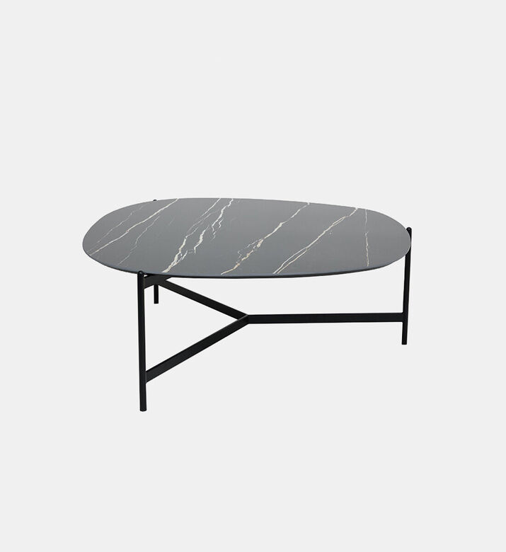 PR-Living & Muundo Pebbles Italian Ceramic Coffee Table, Black, 100-cm, Packshot View