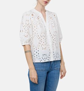 Ba and Sh Eyelet-details Elbow-length Sleeves Blouse, Model View