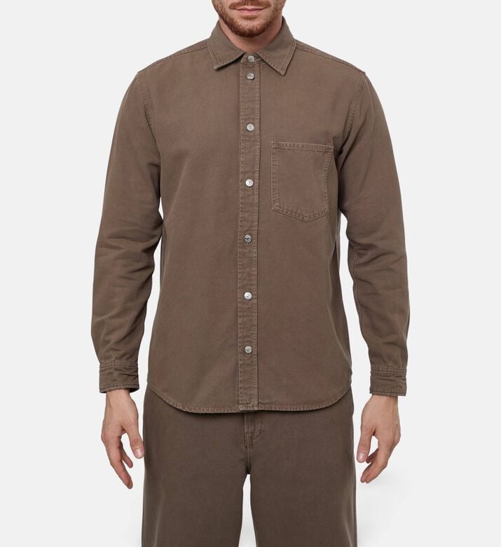 Samsoe Button Closure Patch Pocket Shirt, Model View
