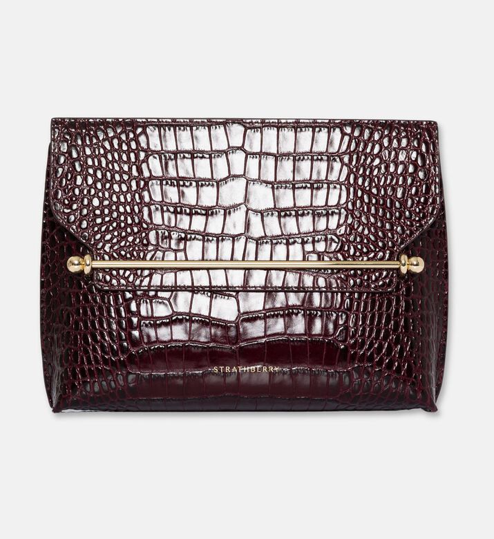 Strathberry Stylist Embossed Croc Crossbody Bag, Burgundy, Packshot View