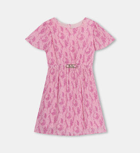 فستان إمباير بطيات بنقشة