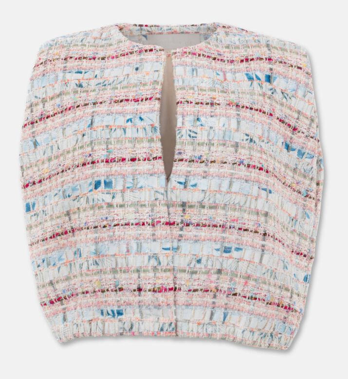 Blue For Burgundy Muli-colored Tweed Cropped Gilet, Packshot View