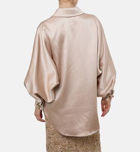 Edward Achour Paris Gathered Sleeve Button-down Blouse, Model View