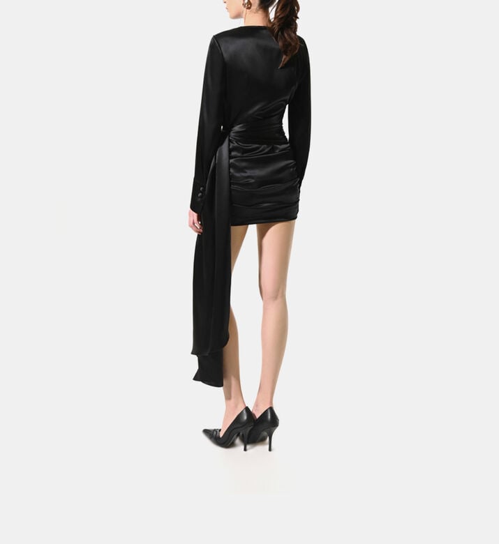 Waist Tie Draped Mini Dress Waist Tie Draped Mini Dress