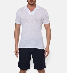 Galeries Lafayette Open Collar Polo Shirt, White, M, Model View