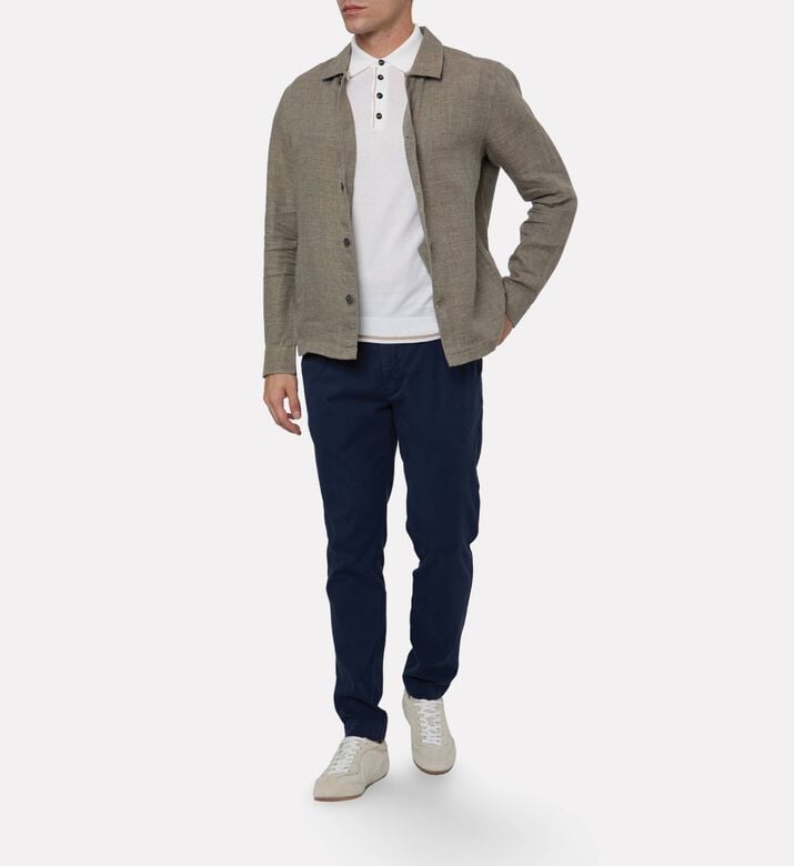 Hackett London Linen Classic Button Closure Shirt, Model View