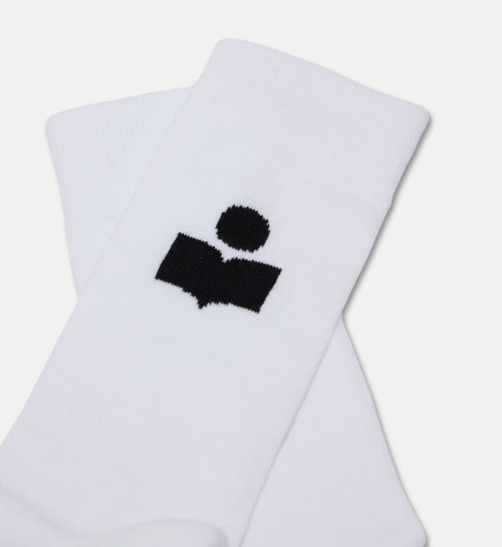 Marant Homme Siloki Logo Crew Socks, White, Packshot View