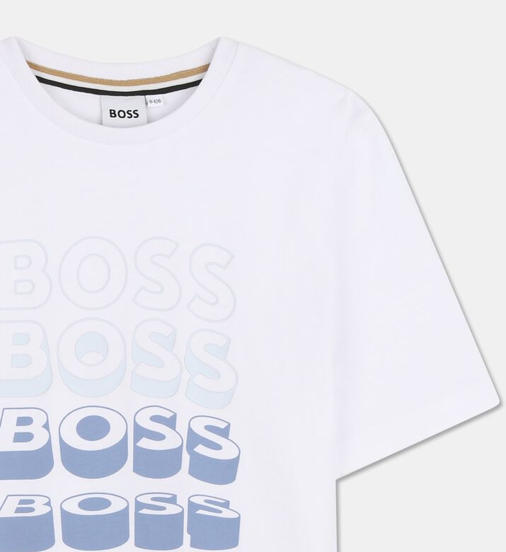 Boss Multi-logo-printed Jersey T-shirt, White, 10y, Packshot View