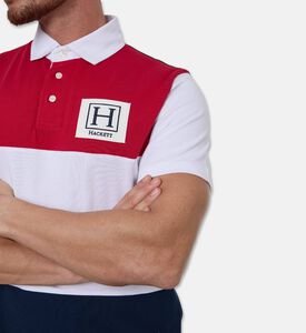Hackett London Heritage Two-tone Button Placket Polo Shirt, Model View