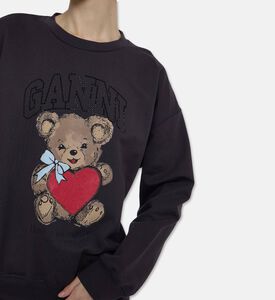 Ganni Logo-print Bear Graphic Sweatshirt, Model View