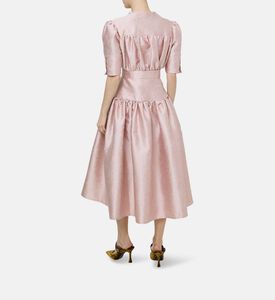 Ruffle-detail Flared Midi Dress