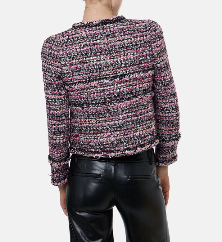 Edward Achour Paris Tweed Knit V-neck Jacket, Model View