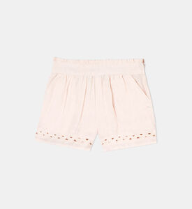 Girl Ric-rac Trim Linen Shorts