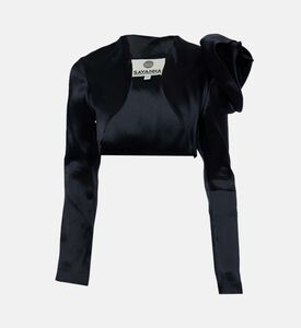 Savanna Organdy Long-sleeve Bolero, Black, L, Packshot View