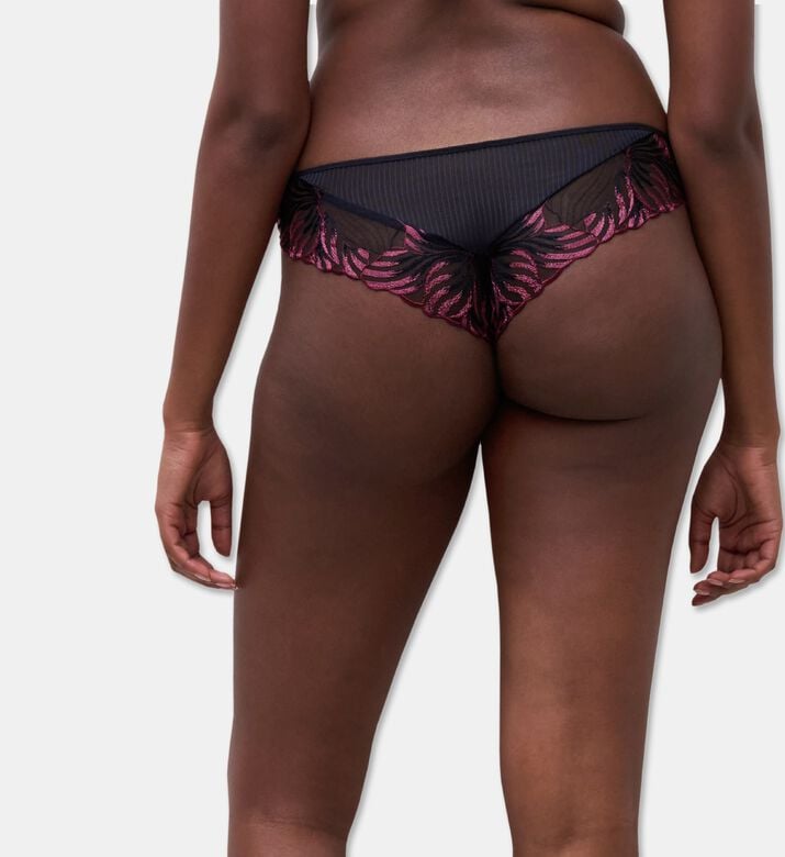 Chantelle Low-rise Waist Tulle Tanga Briefs, Blue, M, Model View