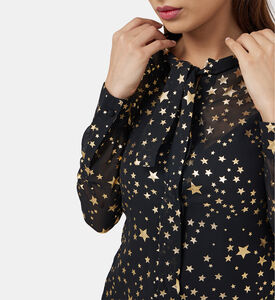 قميص حرير مطبوع بنجمة عرجاء