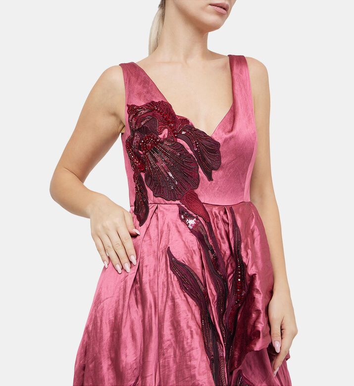 Sleeveless Asymmetrical Tiered Gown