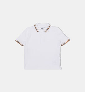 Striped Ribbed Cuffs Short-sleeve Polo Shirt