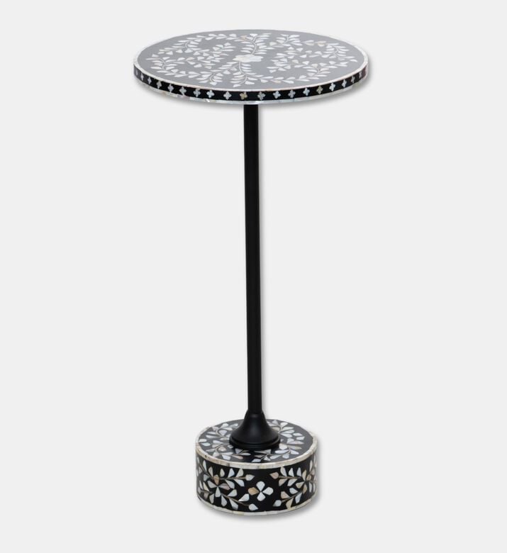 Home Deco and More Round Terrazzo-effect Side Table, Black, Packshot View