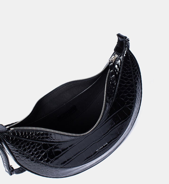 حقيبة موزة من جلد العجل بتأثير جلد التمساح حقيبة موزة من جلد العجل بتأثير جلد التمساح